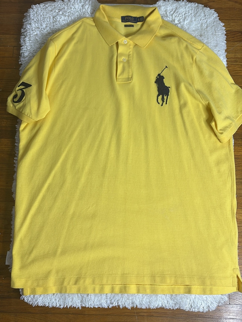 Ralph Lauren Men’s Big Pony Polo Shirt in Yellow with Navy Logo